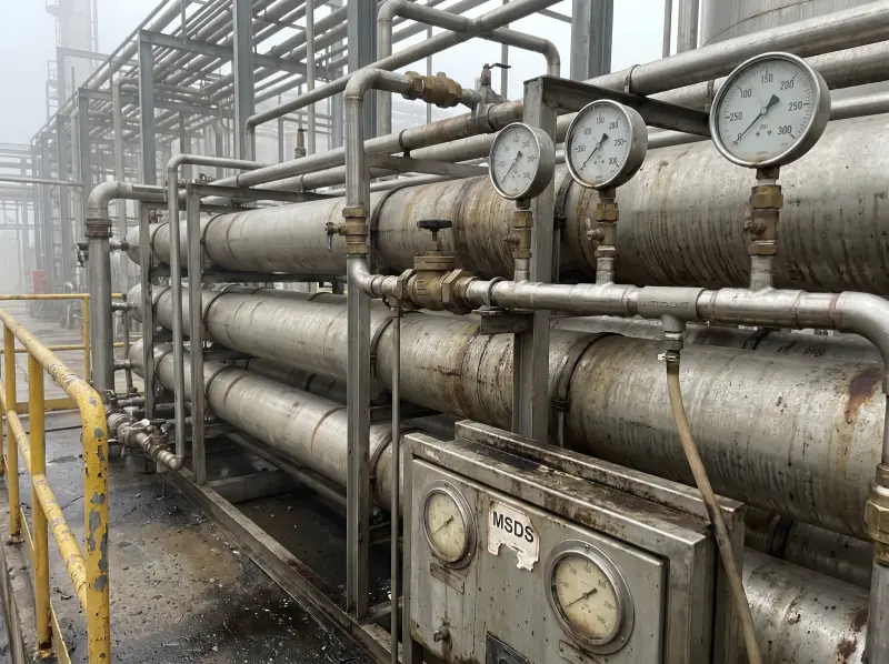 Refinery RO skid close-up at Mahmood Kot — UN-307 antiscalant anchor case study